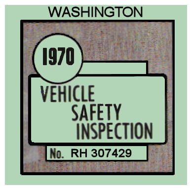 (image for) 1970 Washinton INSPECTION Sticker